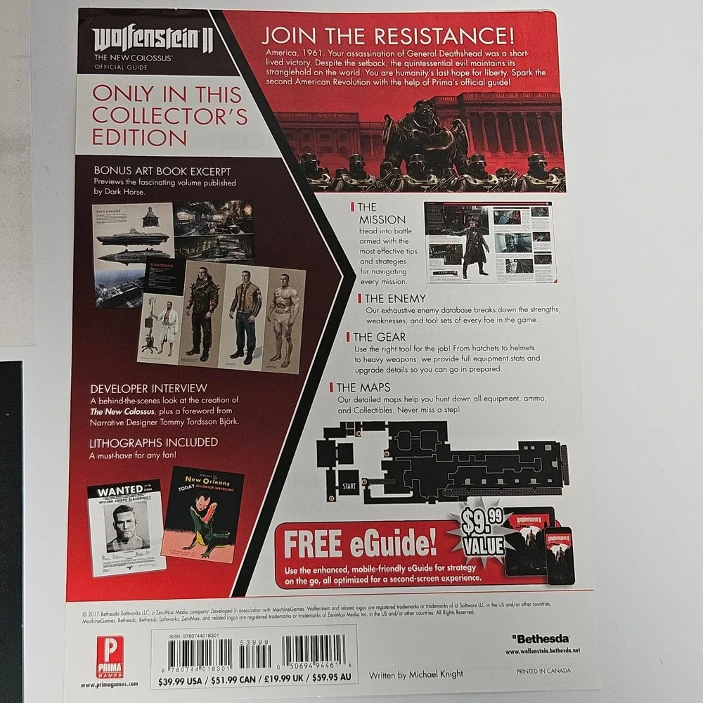 Wolfenstein II The New Colossus Collector's Edition Guide Prima Games Hardcover